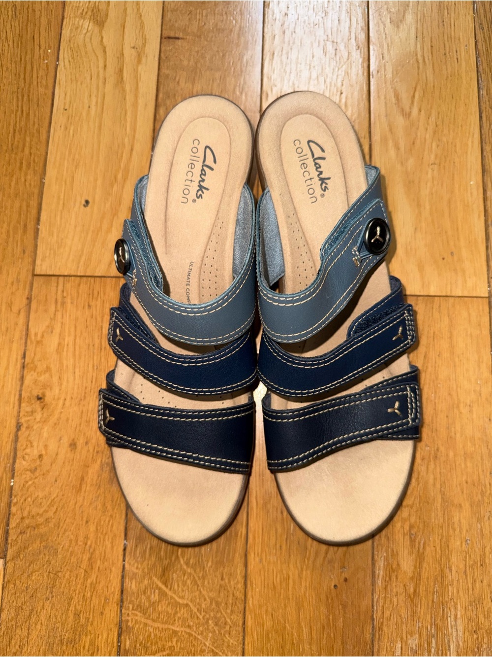 Clark’s Blue Strappy Block Heel Sandals